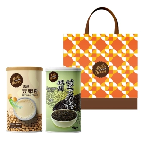 橙雙成對 穀粉禮盒(鈣補芝麻粉+高鈣豆漿粉) 2入/盒